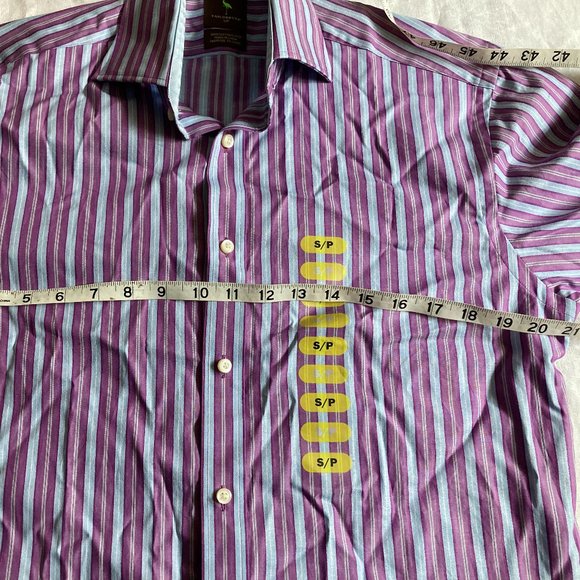 NWT NEW TAILORBYRD Mens Small Blue Purple Stripe Cotton LS Button SHIRT -Easter! - Picture 5 of 7